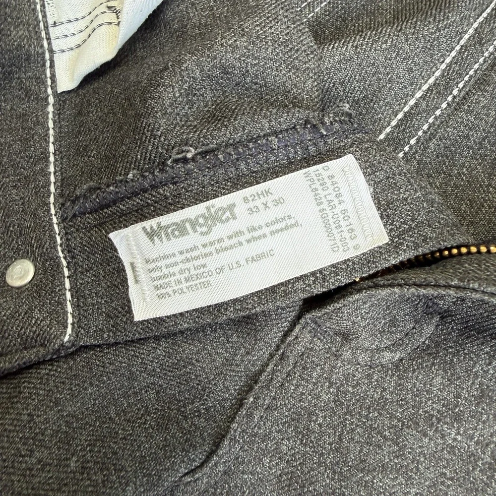 3x Vintage Wrangler Wrancher Dress Jeans Polyester 82HU Heather Blue Gray 33x30